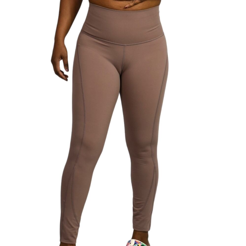 Glyder Pure Pocket Leggings Brown Neutral Contoured High Waist Pocket Size Small